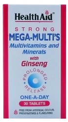Health Aid Strong Mega Multivitamins and Ginseng Tablets 30